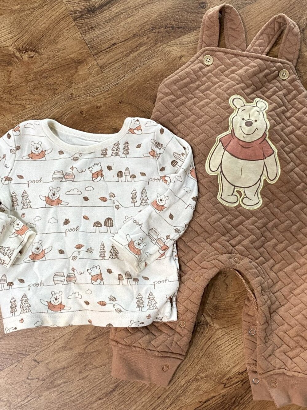 Disney Baby POOH Overall & Long Sleeve Tee Outfit-6-9 Months